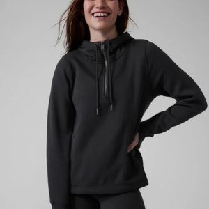 Athleta Cozy Karma 1/4 Zip Hoodie Black M